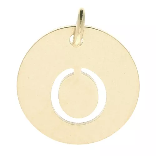 Ciondolo tondo 12 mm - lettera O - con anello - acciaio inossidabile 304 dorato x1