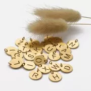 Ciondolo tondo 12 mm - lettera V - con anello - acciaio inossidabile 304 dorato x1