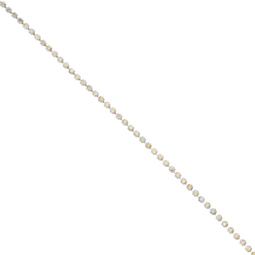 Catena strass in cristallo tagliato 2.10 mm Argentato - Crystal AB x50cm