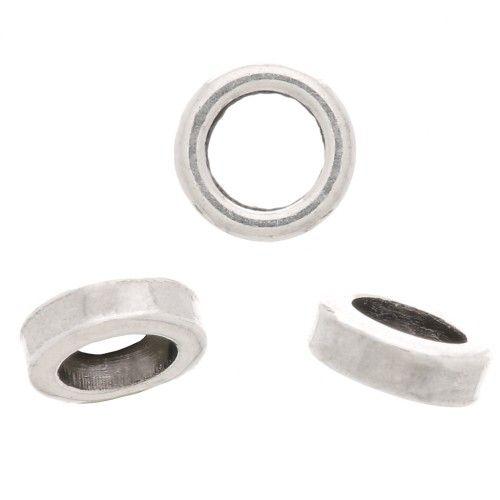 Perline rotonde Heishi - Dischi forati piatti 3 mm placcatura argento antico x25