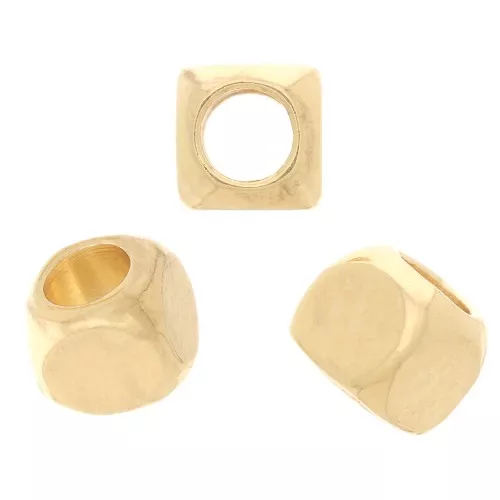 Perline a forma di cubo 3 mm - Placcate in oro x10