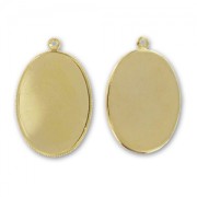 Pendente per cabochon a base piatta 40x30 mm - Dorato con oro fino x1