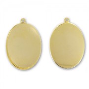 Castone pendente ovale retro piatto mm. 25x18 dorato con oro fino x1|raw }}