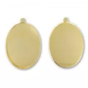 Castone pendente ovale retro piatto mm. 18x13 dorato con oro fino x1