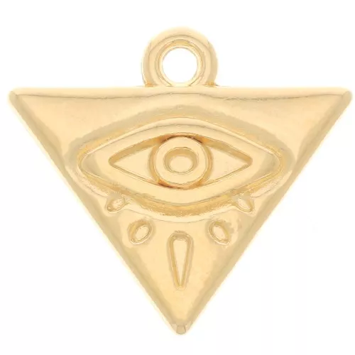 Ciondolo triangolo con occhio 14x16 mm - placcato oro x1
