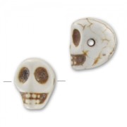 Perlina Teschio in Howlinte colorato mm. 14 imitazione osso x1|raw }}