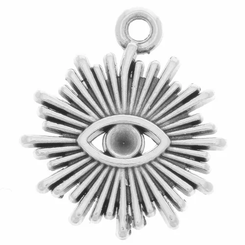 Ciondolo sole 17x15mm occhio per cabochon 1.8mm placcatura argento antico