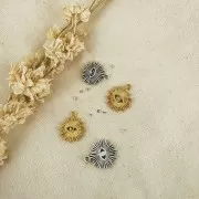 Ciondolo sole 17x15mm occhio per cabochon 1.8mm placcatura argento antico