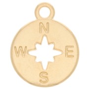 Ciondolo rotondo 17x14mm Rosa dei venti - placcato oro x1