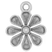 Pendente a forma di fiore lavorate 13.5 mm - Placcatura in argento antico x1