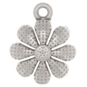 Pendente a forma di fiore lavorate 13.5 mm - Placcatura in argento antico x1
