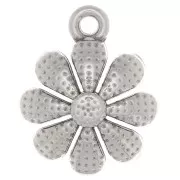 Pendente a forma di fiore lavorate 13.5 mm - Placcatura in argento antico x1