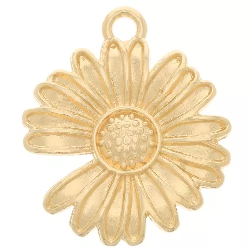 Pendente margherita 17.5 mm -Dorato con oro fine x1
