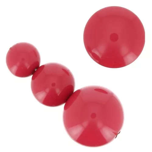 Assortimento di 26 perle tonde 8-10-14 mm e 2 cabochon in resina - Rosso chiaro