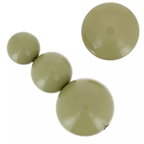 Assortimento di 26 perle tonde 8-10-14 mm e 2 cabochon in resina - Grigioverde