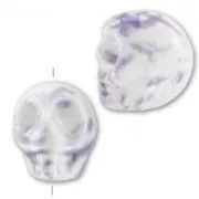 Teschio in ceramica mm. 13x11 mm Bianco/Viola x1