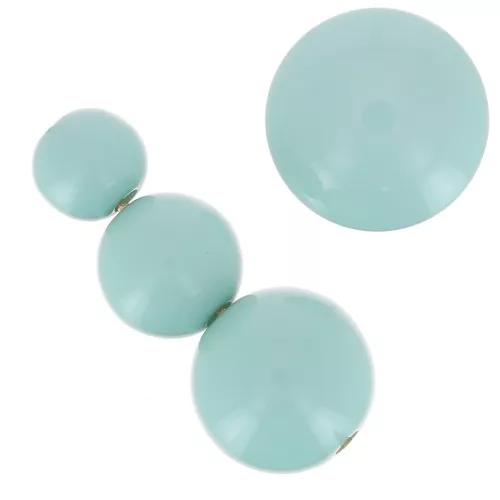 Assortimento di 26 perle e 2 cabochon in resina opaca 6-8-10mm - Verde acqua