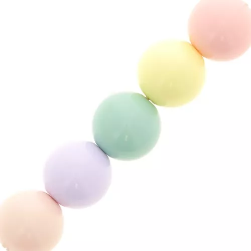 Assortimento di 36 perle tonde 8 mm in resina - Multicolore pastello