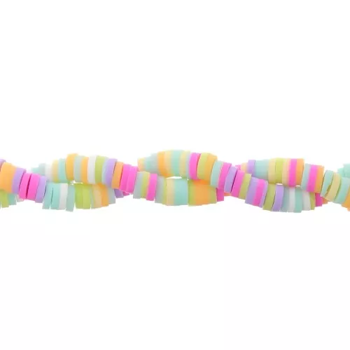 Perle rondelle in pasta polimerica Heishi 4x1 mm - Multicolore pastello x39cm