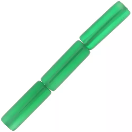 Perline tubolari di pietra gemma colorata 15x5 mm - Onice verde x5