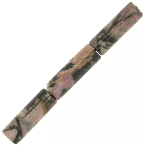 Perline a tubo di pietra gemma 15x5 mm - Rodonite x5