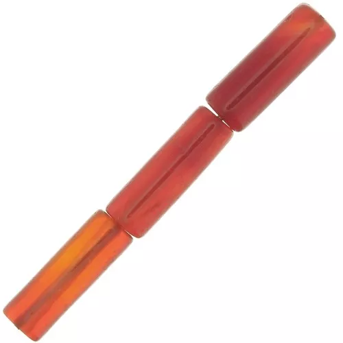 Perline tubolari di pietra gemma colorata 15x5 mm - Agata rossa x5