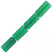Perline a tubo di pietra gemma 10x5 mm - Onice verde x5