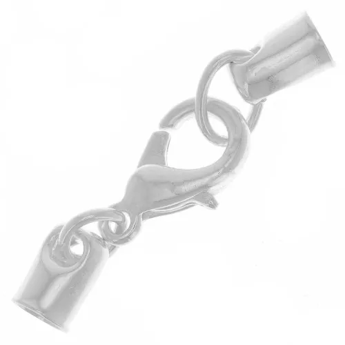 Chiusura moschettone Terminale per laccetti mm. 4 Placcatura argento fino