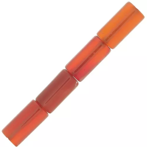 Perline tubolari di pietra gemma colorata 10x5 mm - Agata rossa x5