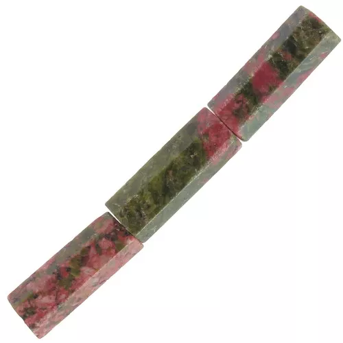 Perline sfaccettate a tubo di pietra gemma 15x5 mm - Unakite x5