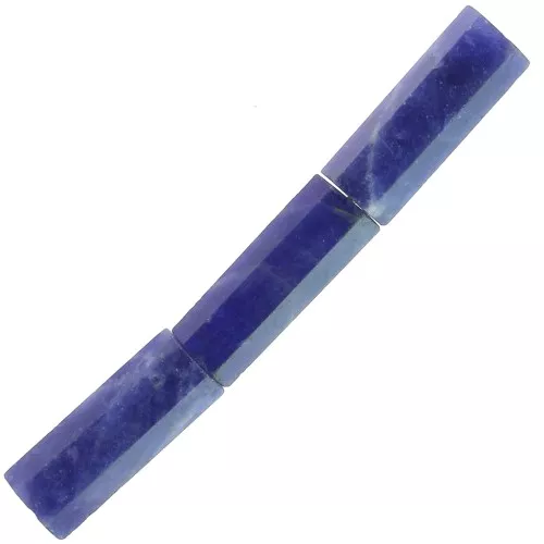 Perline a tubo sfaccettato in pietra gemma 15x5 mm - Sodalite x5