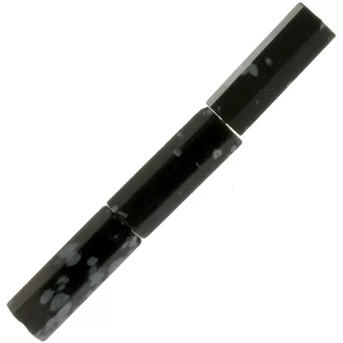 Perline sfaccettate di pietra gemma a tubo 15x5 mm - Ossidiana maculata x5