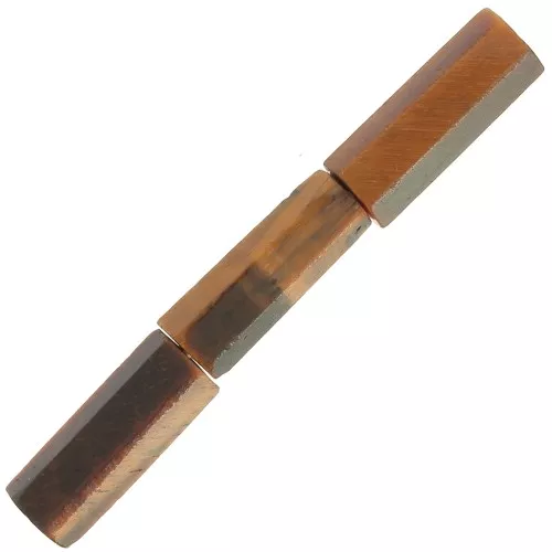 Perline a tubo sfaccettate in pietra gemma 15x5 mm - Occhio di tigre x5