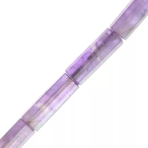 Perline sfaccettate a tubo di pietra preziosa 15x5 mm - Ametista x5