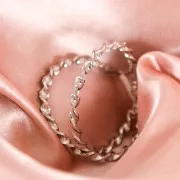 Orecchini a cerchio intrecciati 50 mm - Dorato x2