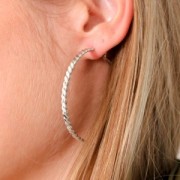 Orecchini effetto intracciato e liscio 50 mm - Dorato x2