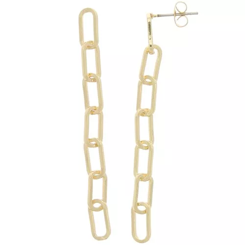 Orecchini a catena rettangolo 58x5 mm - Dorato x2