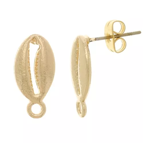 Orecchini a conchiglia con anello chiuso 17x8 mm - Dorato x2