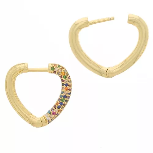 Monachelle a forma di cuore con Ossido di zirconio 18x19 mm - Dorato - Multicolore x2