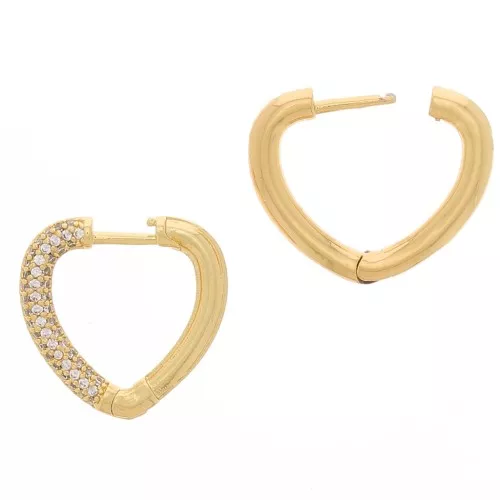Monachelle a forma di cuore con Ossido di zirconio 18x19 mm - Dorato - Crystal x2