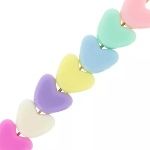 Perline cuore grandi fori - 8.5x11 mm Multicolore Pastello x50