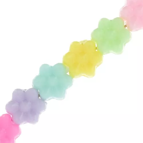 Perline di fiori con fori grandi - 10,5 mm Multicolore Pastello x50