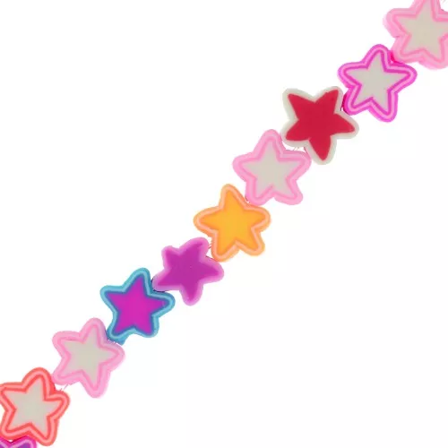 Perline in pasta polimerica a forma di stella 9 mm multicolore x 32 cm