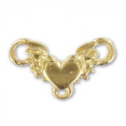 Separatore cuore 3 anellini mm. 11x19 dorato con oro fino x1|raw }}