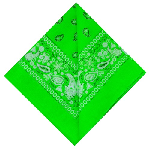 Bandana 100% cotone paisley - 53 x 53 cm - Verde fluo x1