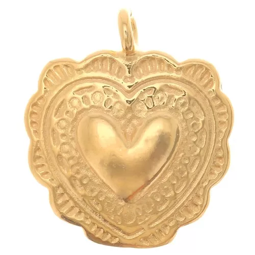 Ciondolo a forma di cuore 13 mm - Placcato in oro x1