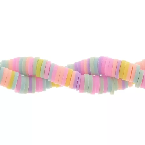 Perle rondelle in pasta polimerica Heishi 6x1 mm - Multicolore pastello x39cm