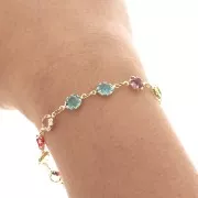 Catena con cristalli multicolori incastonati in 6 mm - Dorato x1m