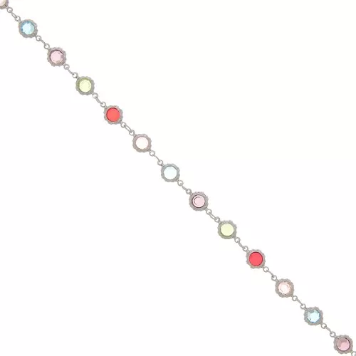 Catena creativa con cristalli multicolori incastonati in 6 mm - Rodiato x1m