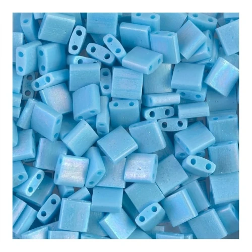 Miyuki Tila Beads 5x5x1.9 mm TL-0413FR - Mat Op Turquoise Blue AB